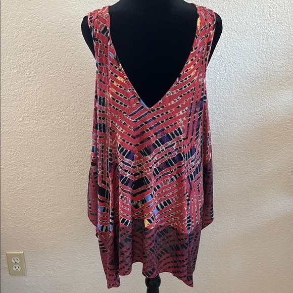 Free People Day Dreamer Chiffon Trim Asymmetrical Geometric Flowy Tank Top 0052 - Picture 6 of 8